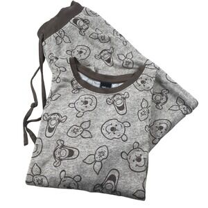 Disney Winnie the Pooh Pajama Set Womens Small Brown Cozy Soft Loungewear PJs